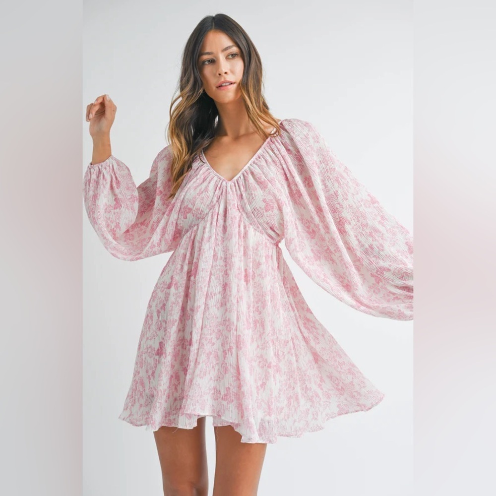 Mable Pink and White Floral Dress